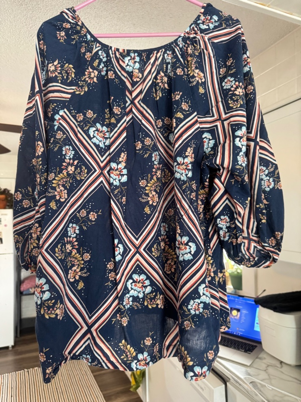 LC Lauren Conrad Boho Floral Balloon Sleeve Blouse Plus Size 0X Oversized 3X - Picture 4 of 7